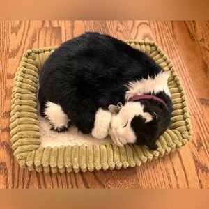 Perfect Petzzz Sleeping Cat Plush - Black and White Realistic Breathing.
